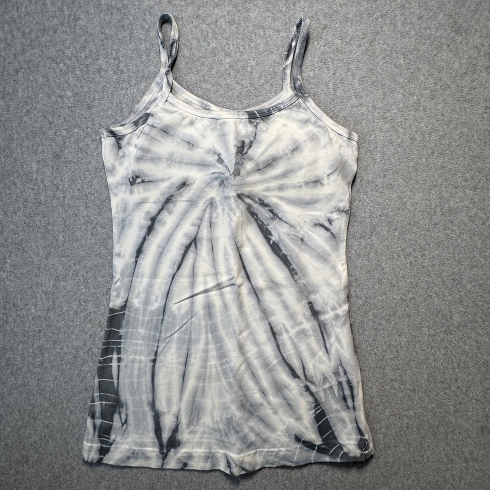 Hard Tail Camisole Built in Bra Tank Top Grey Spiral Tie Dye Gymwear Small